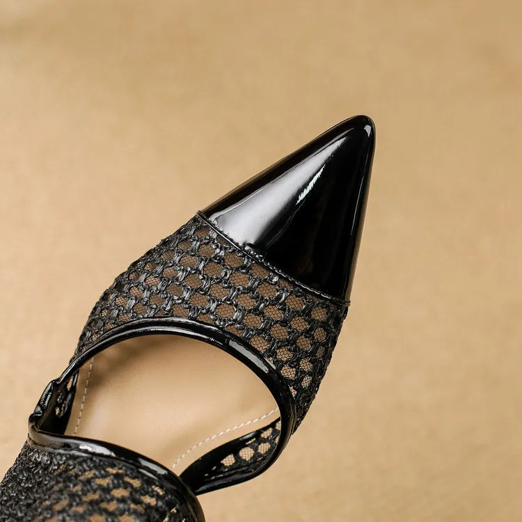 Womens Slingback Shoes Genuine Leather Velour