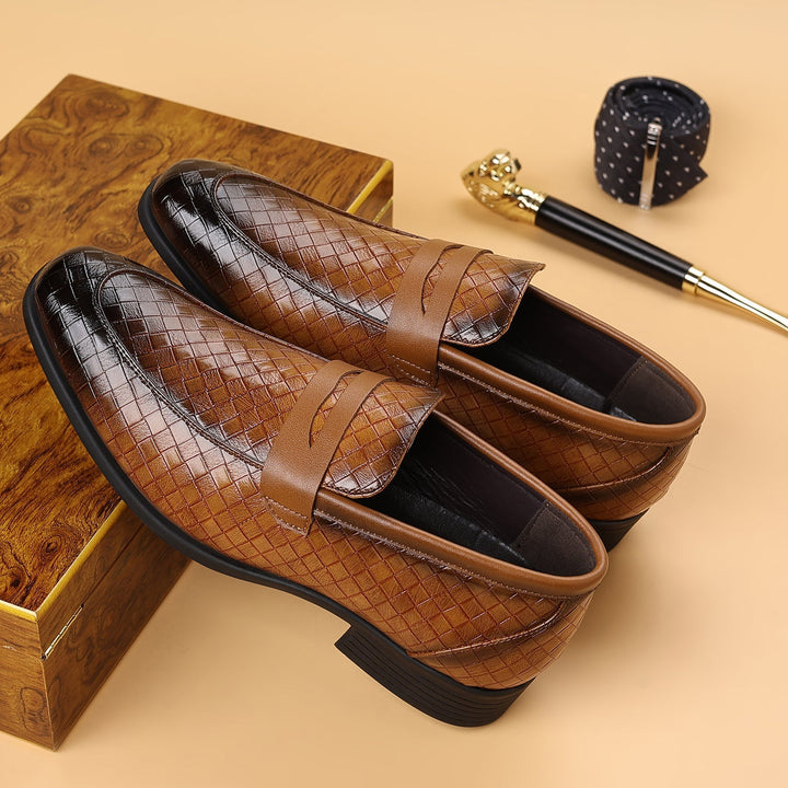 Mens Leather Loafers Slip-On Style