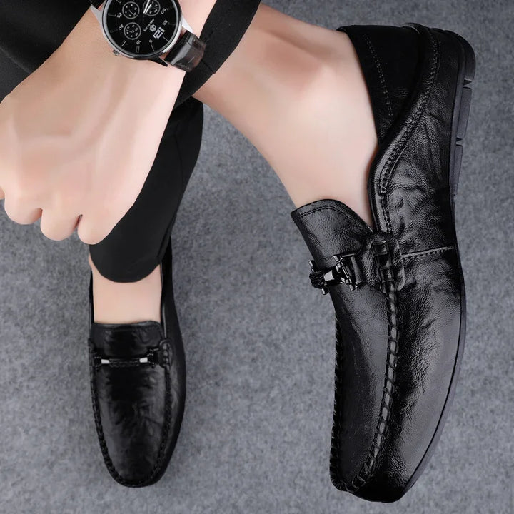 Mens Leather Loafers Slip-On Classic Fit