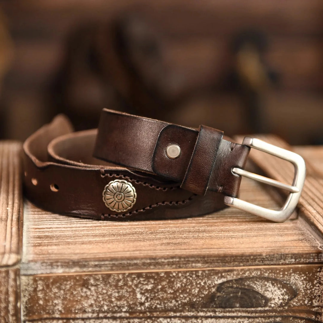Unisex Leather Western Style Belt Classic Fit