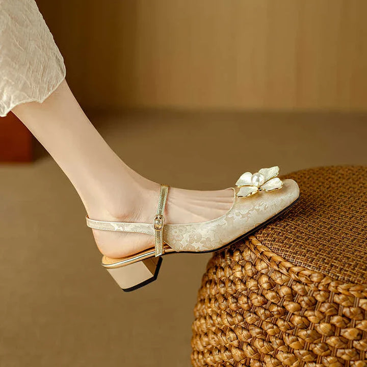 Womens Slingback Pumps Leather Pointed Toe