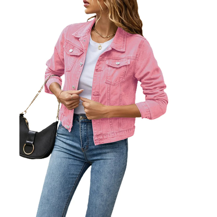 Womens Denim Jacket Fitted Short Sleeve