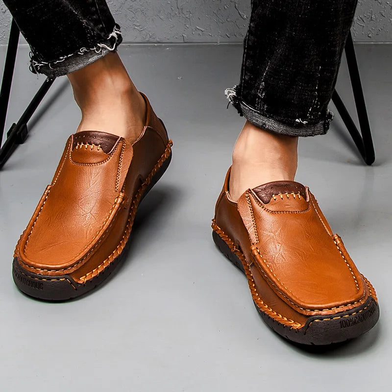 Mens Loafers Genuine Leather Slip-On