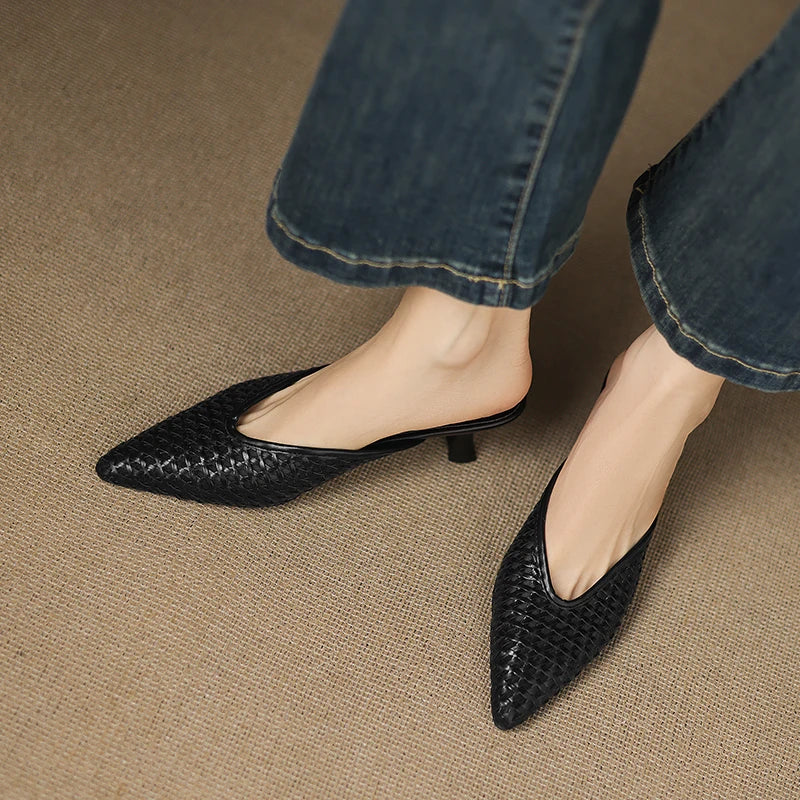 Womens Genuine Leather Mules Slip-On Style