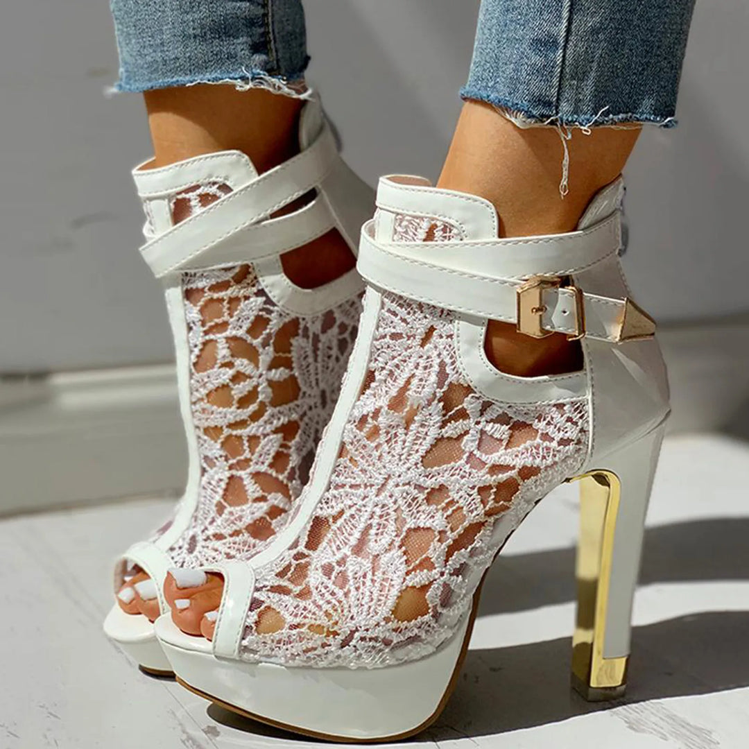 Womens Lace Heels Elegant Design