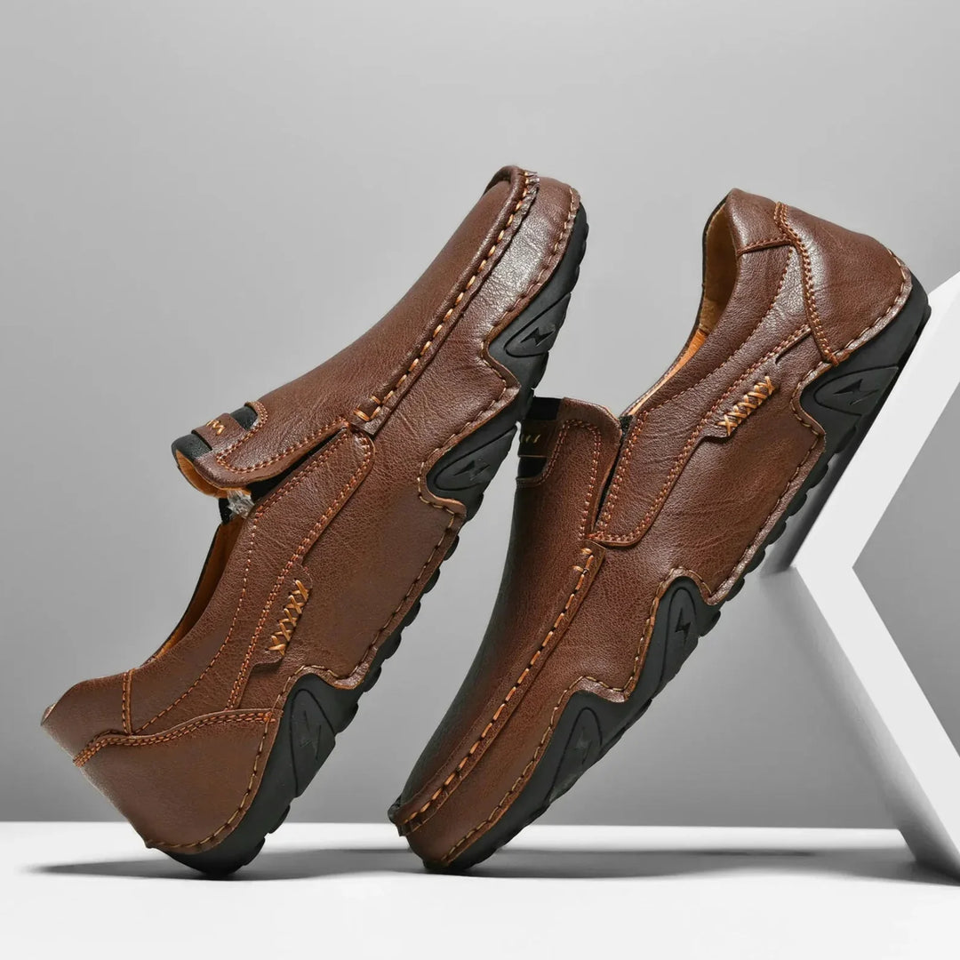 Mens Leather Loafers Slip-On Classic Fit