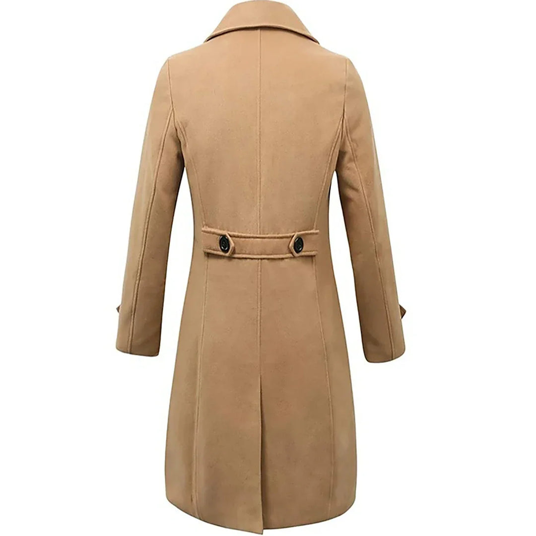 Mens Double Breasted Coat Wool Blend Mid-Length Casual Fit