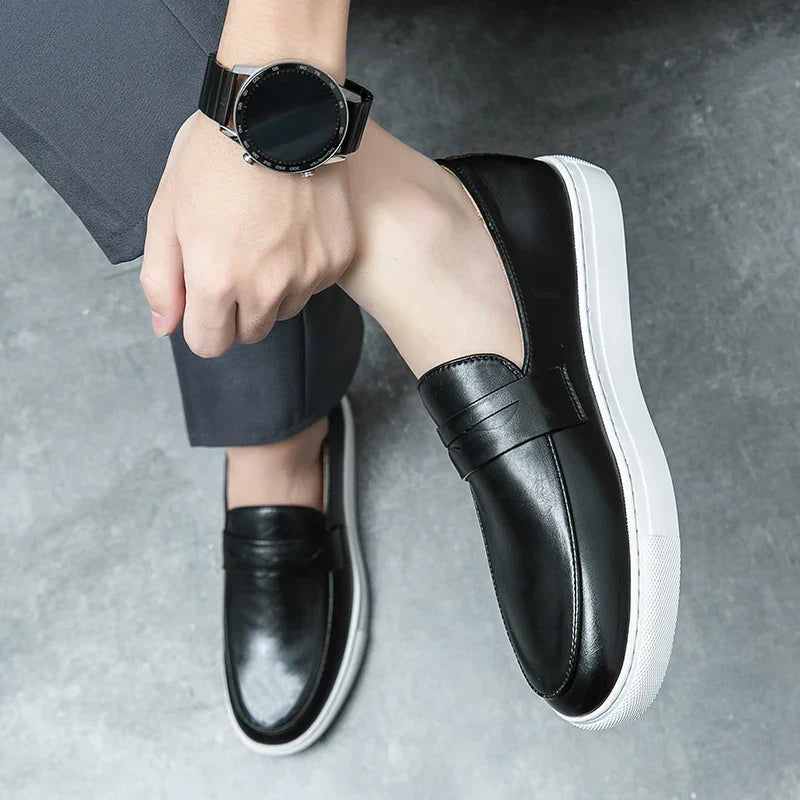 Mens Loafers Genuine Leather Slip-On