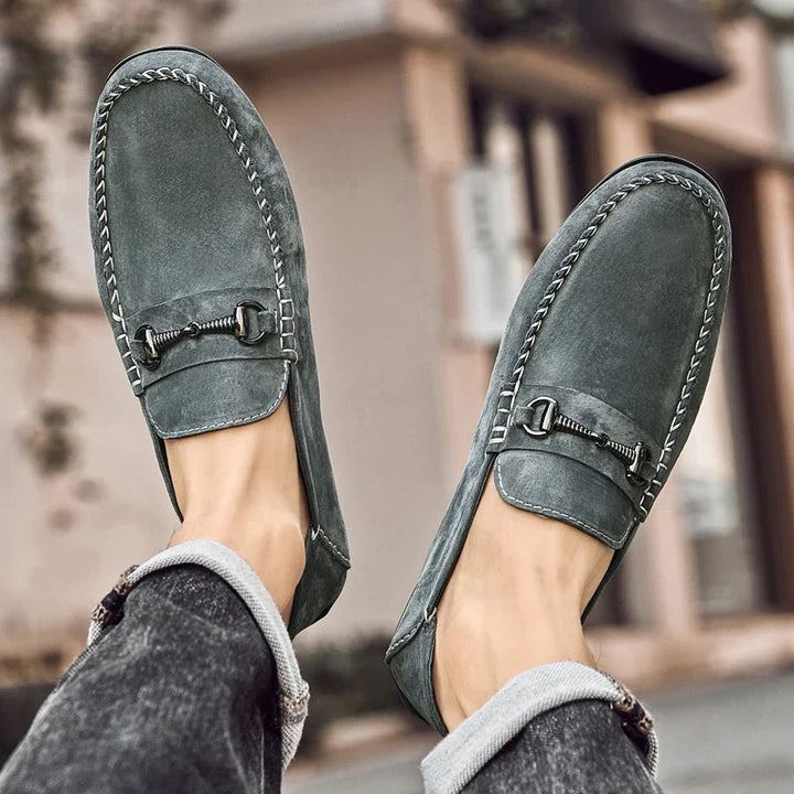 Mens Loafers Genuine Suede Slip-On