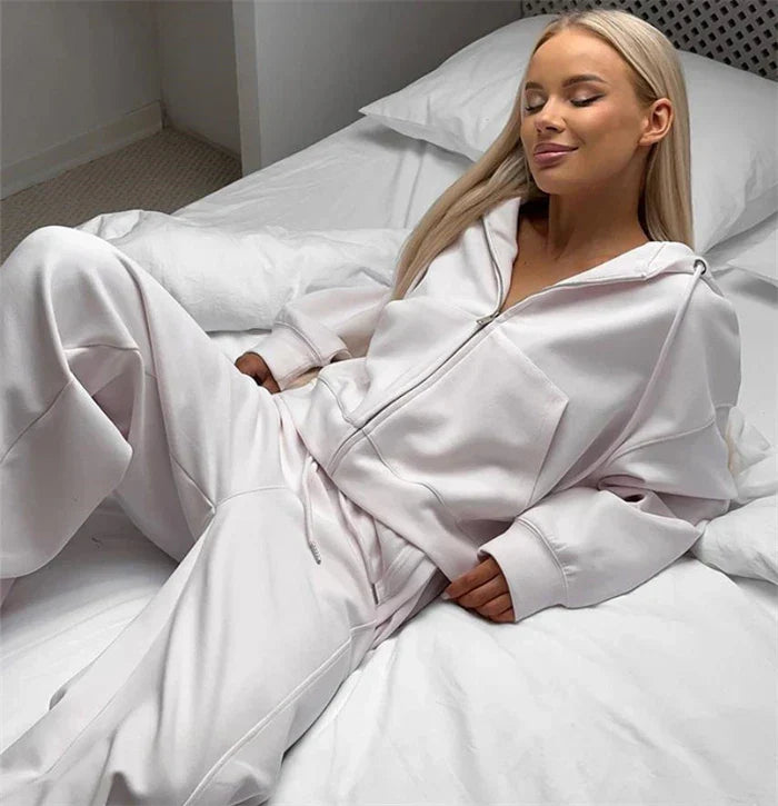 Womens Fleece Tracksuit Set Relaxed Fit