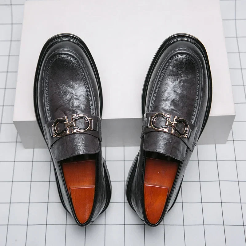 Mens Leather Loafers Slip-On Classic Fit