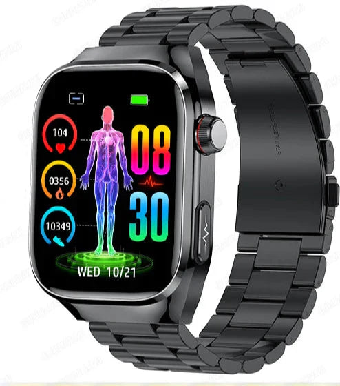 Unisex Smartwatch with ECG Blood Sugar Monitor Amoled Display