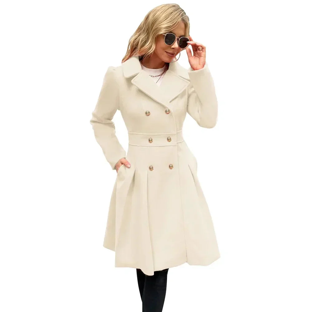 Womens Wool Peacoat A-Line Stylish Fit