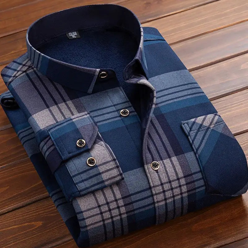 Mens Flannel Shirt Fleece Lined Warm Relaxed Fit