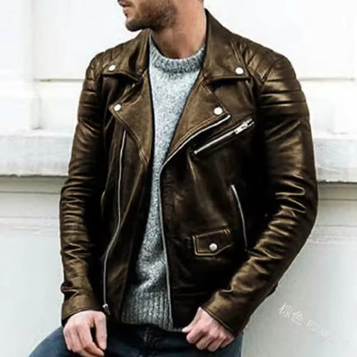 Mens Biker Jacket Genuine Leather Slim Fit
