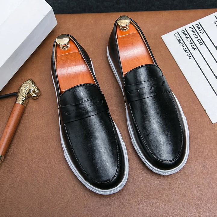 Mens Loafers Genuine Leather Slip-On