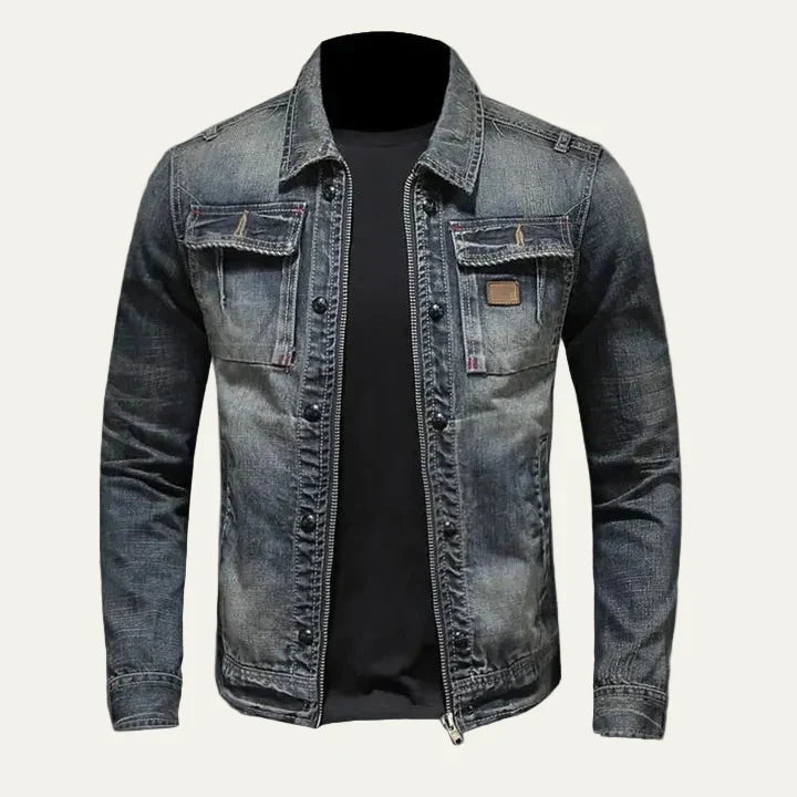 Mens Denim Jacket Classic Fitted with Pocket - BritishMode