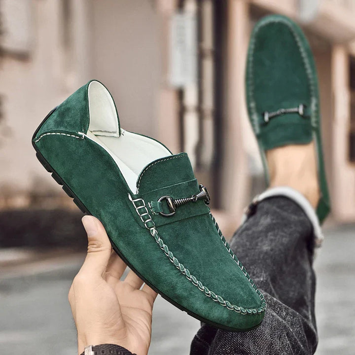 Mens Loafers Genuine Suede Slip-On
