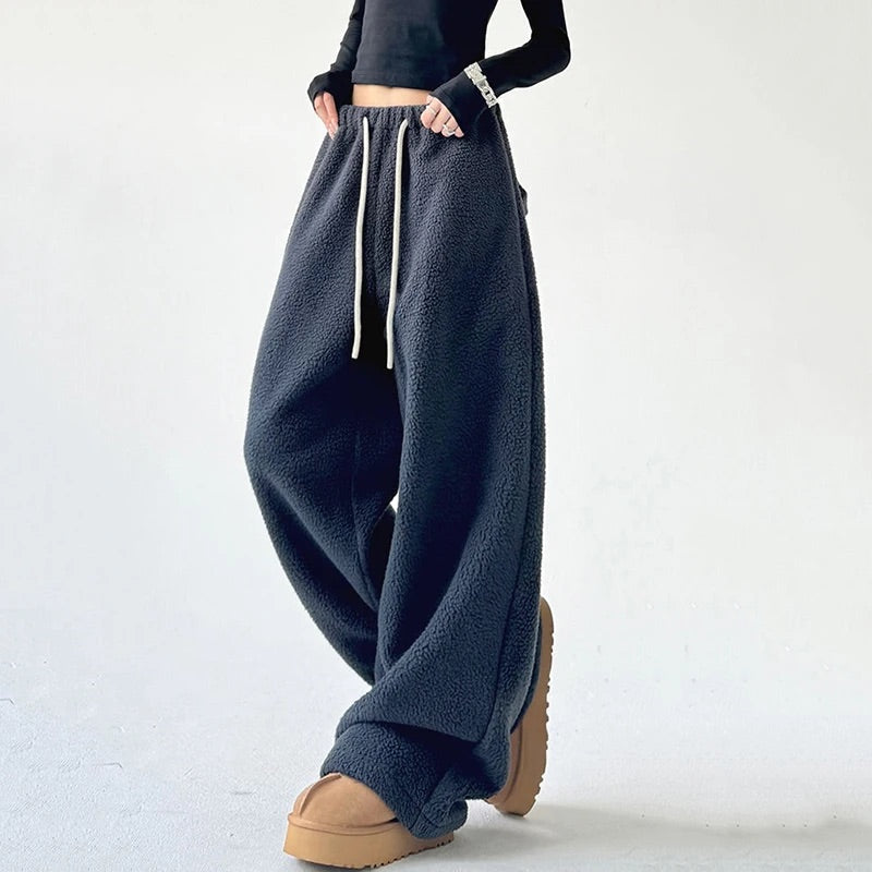 Womens Wide-Leg Sweatpants Drawstring Waist Casual Fit