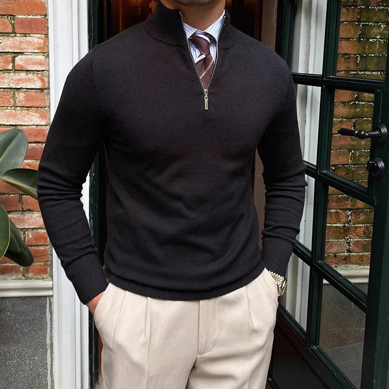 Mens Quarter Zip Knit Sweater Refined Fit