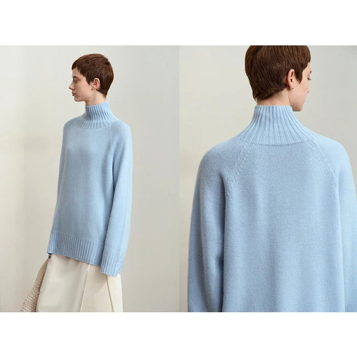 Womens Pullover Sweater Wool Blend Relaxed Fit