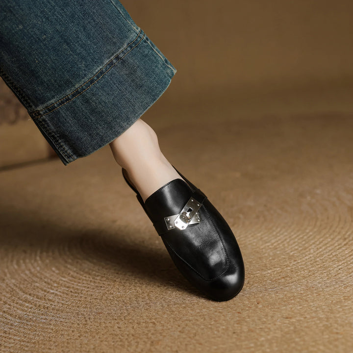 Womens Leather Mules Genuine Leather Slip-On