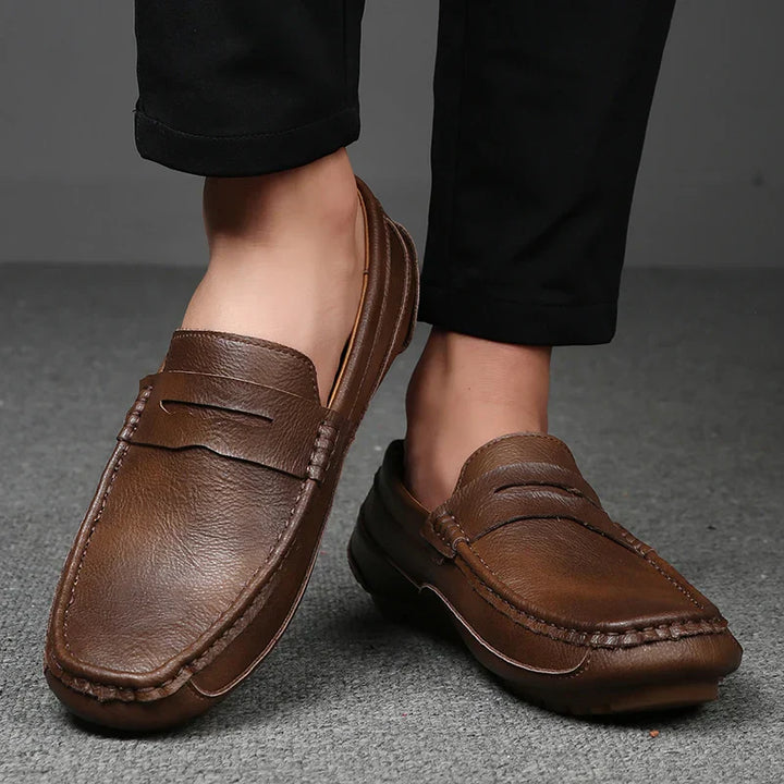 Mens Loafers Genuine Leather Slip-On - BritishMode
