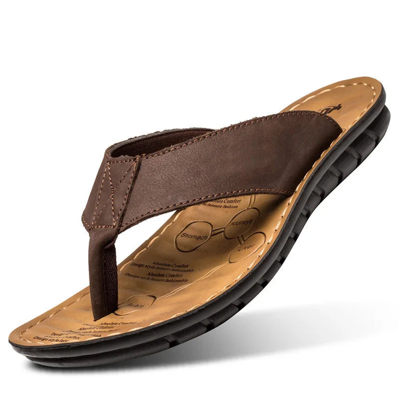 Mens Leather Sandals Soft Slip-Resistant Comfortable Fit
