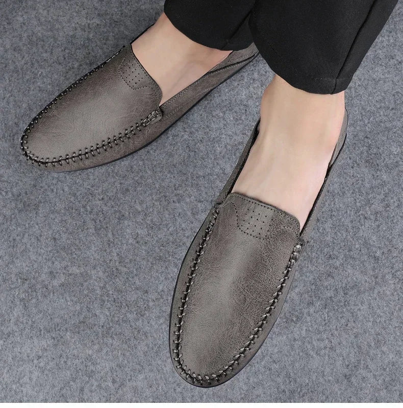 Mens Leather Loafers Slip-On Classic Fit