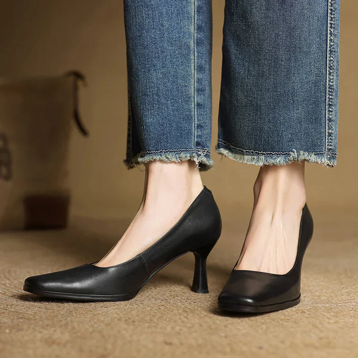 Womens Genuine Leather Heels Classic Fit