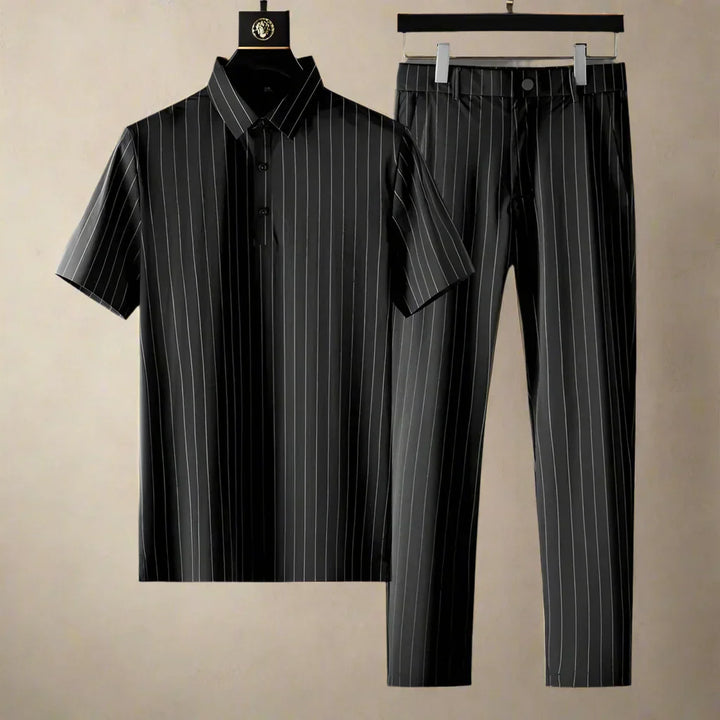 Mens Polo Shirt and Trousers Cotton Smart Casual Set - BritishMode