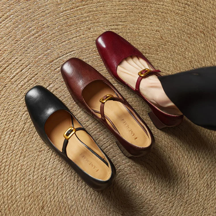 Womens Genuine Leather Heels Classic Fit