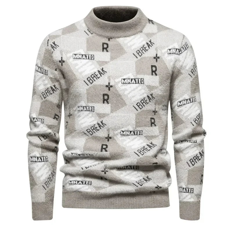 Mens Faux Fur Crew Neck Sweater