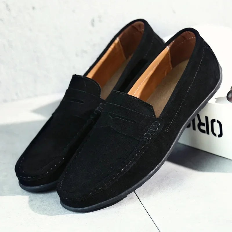 Mens Leather Slip-On Loafers Classic Style