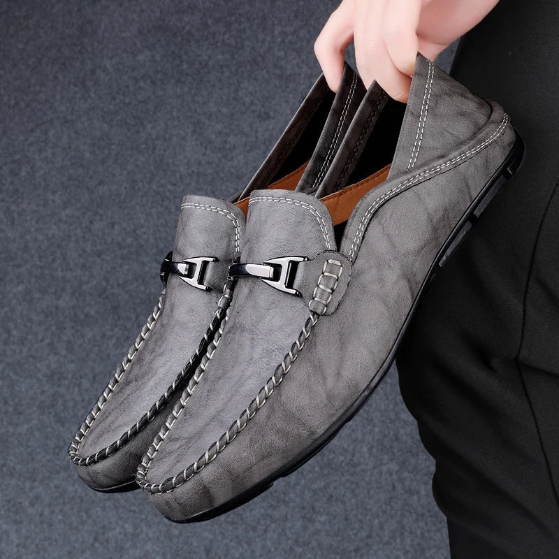 Mens Loafers Genuine Leather Slip-On