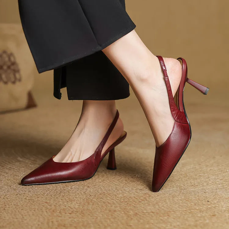 Womens Slingback Shoes Genuine Leather - BritishMode