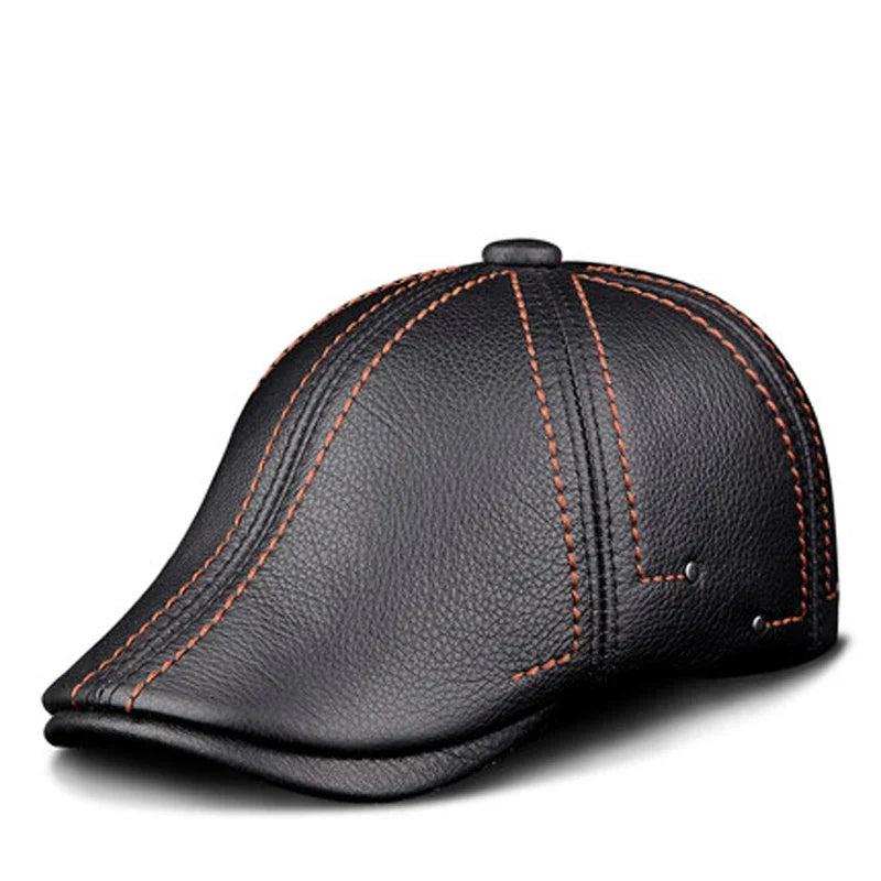 Mens Leather Beret Classic Hat - BritishMode