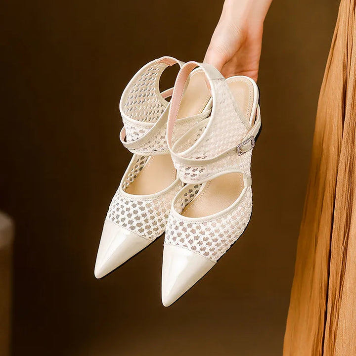 Womens Slingback Shoes Genuine Leather Velour
