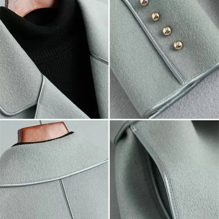 Womens Wool Coat Belted Tailored Wrap Overcoat
