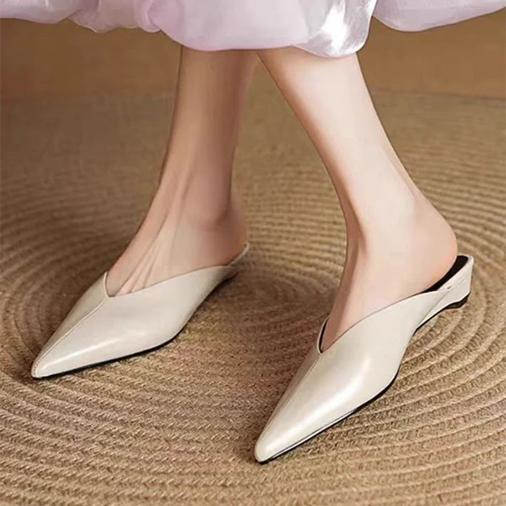 Womens Leather Mules Slip-On Comfortable Fit
