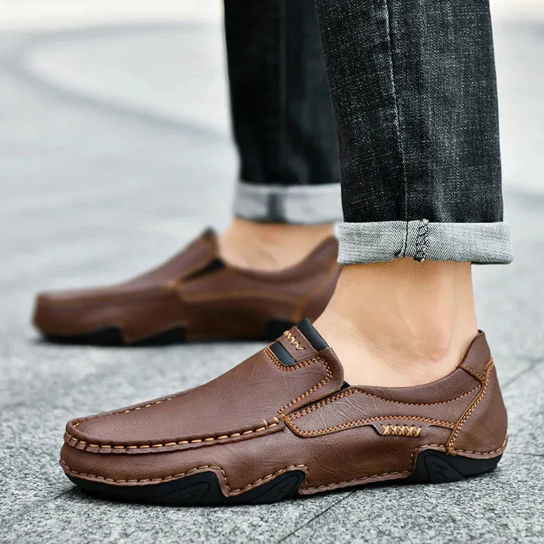 Mens Leather Loafers Slip-On Classic Fit