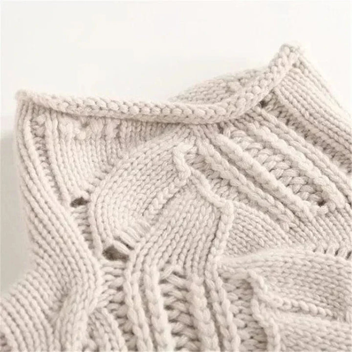 Womens Turtleneck Sweater with Cable Knit Pattern
