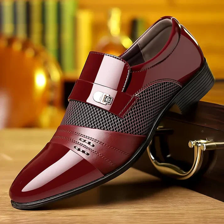 Mens Slip-On Oxford Patent Leather Dress Shoes