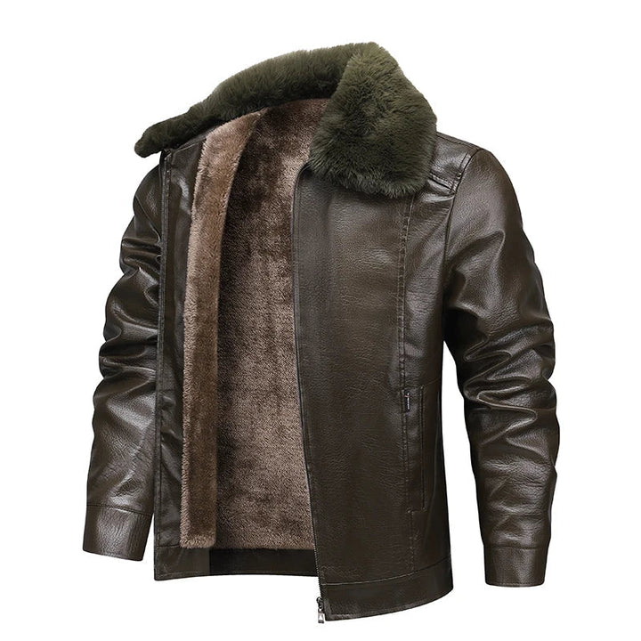 Mens Leather Motorcycle Jacket Warm - BritishMode