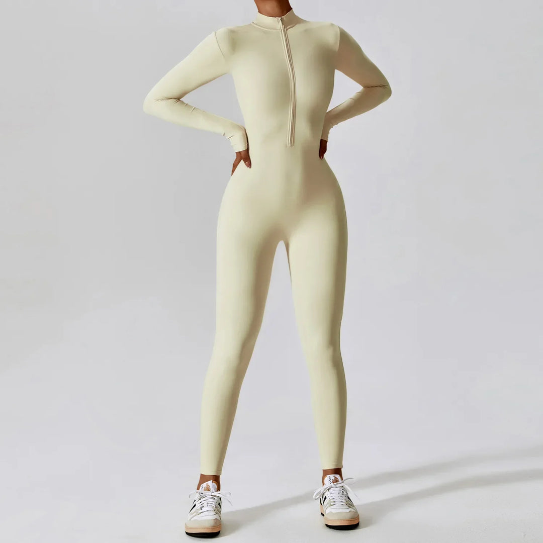 Womens Jumpsuit Full Zip Front Relaxed Fit