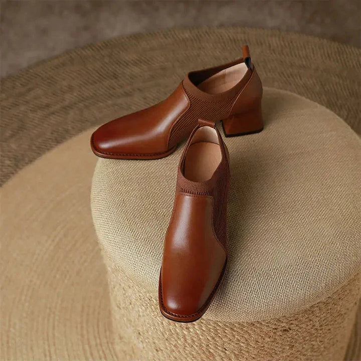 Womens Ankle Boots Leather Slip-On