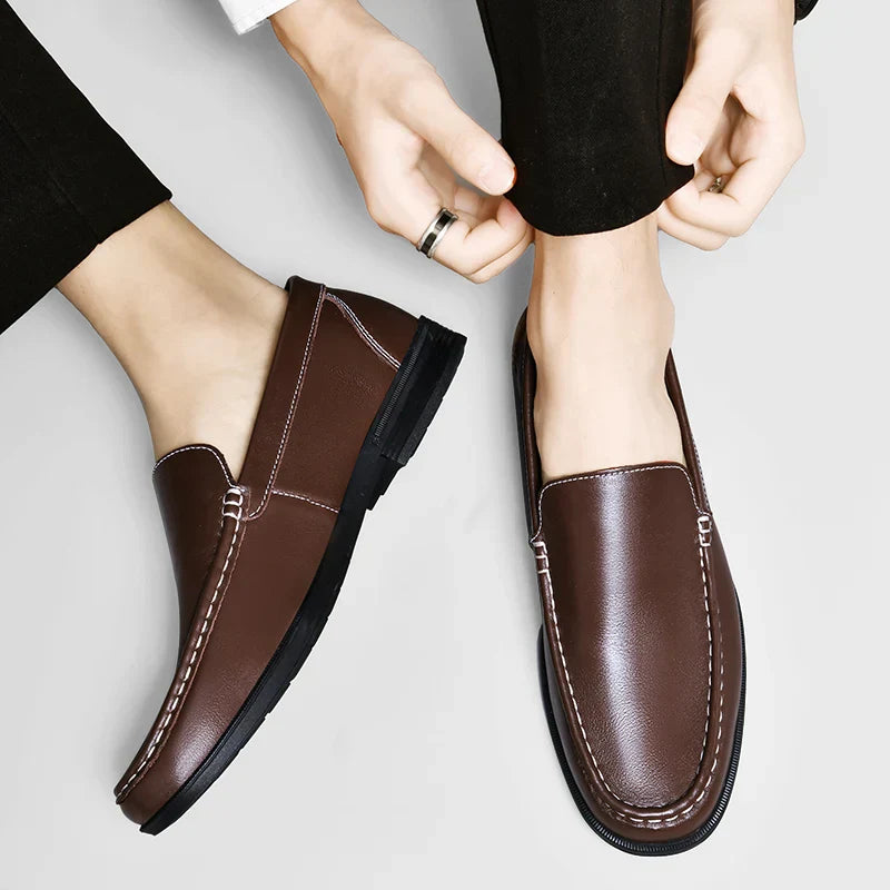 Mens Loafers Genuine Leather Slip-On