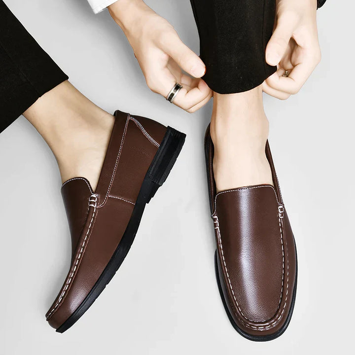 Mens Loafers Genuine Leather Slip-On