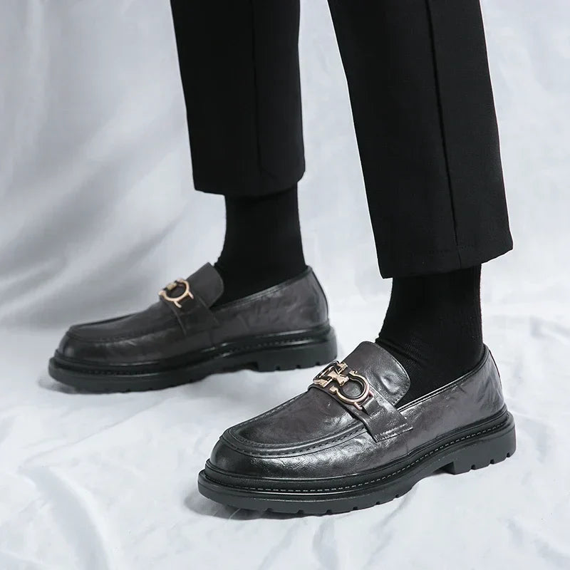 Mens Leather Loafers Slip-On Classic Fit