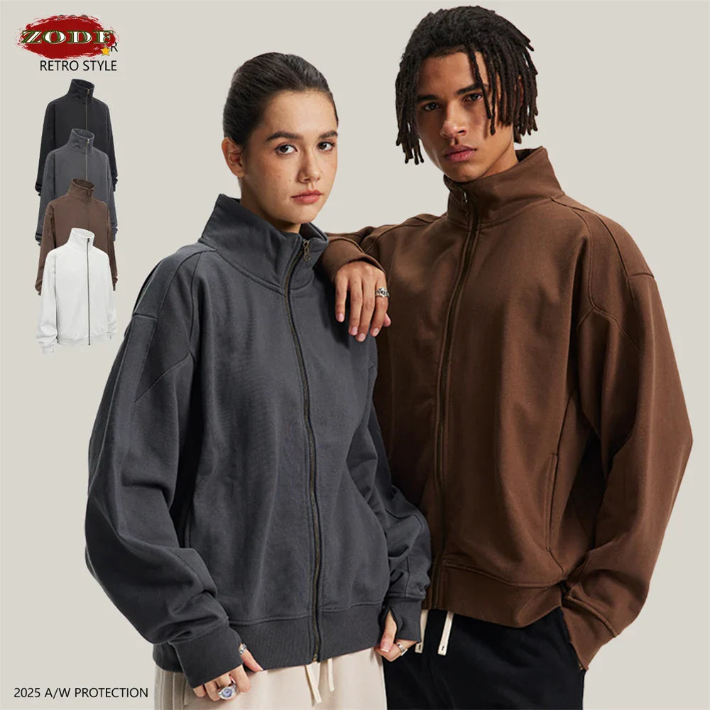 Unisex Hooded Sweatshirt Thick Warm Zip-Up - BritishMode